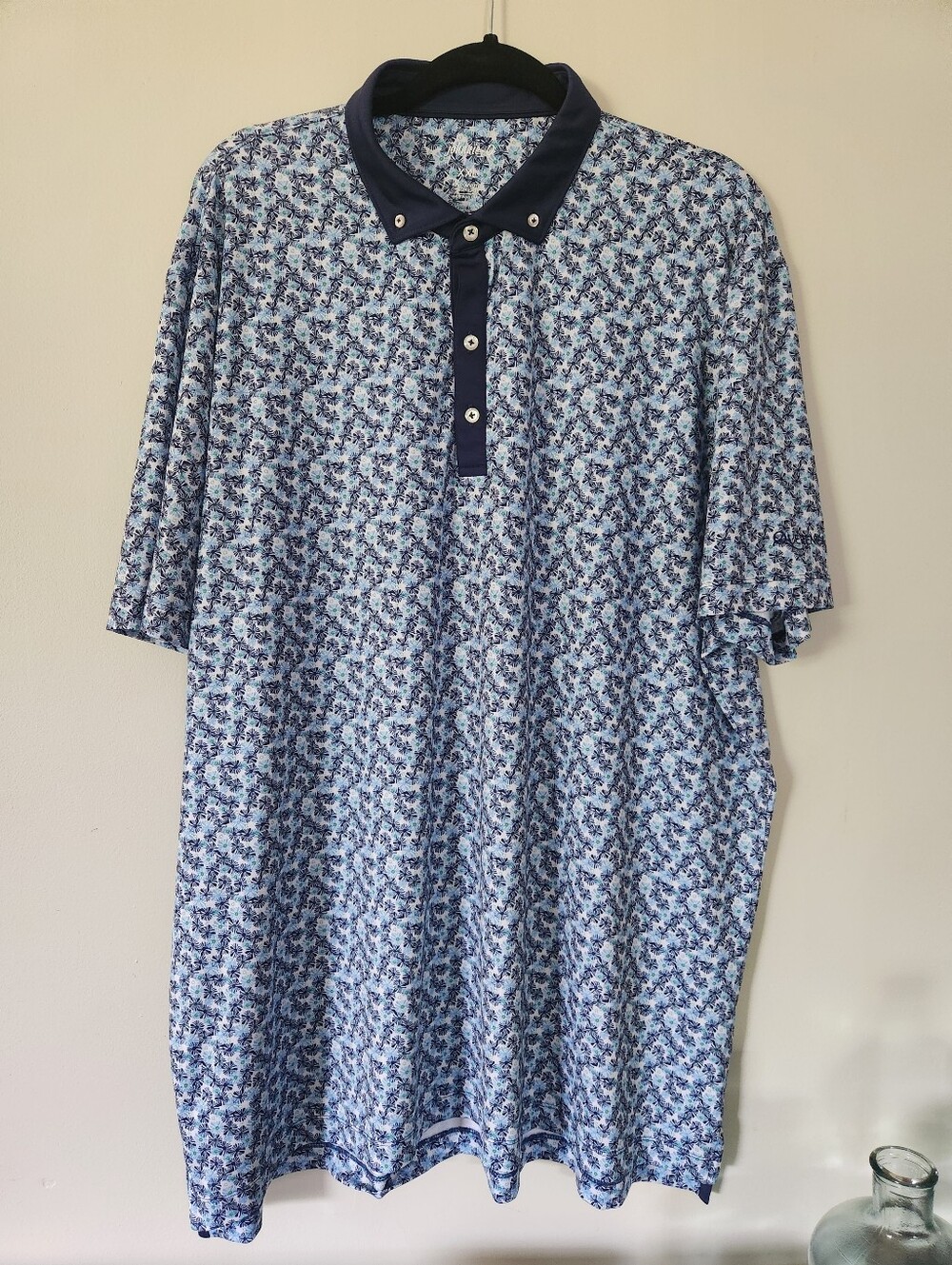 johnnie-O Taz Printed Blue & White Floral Polo Golf Polo Shirt